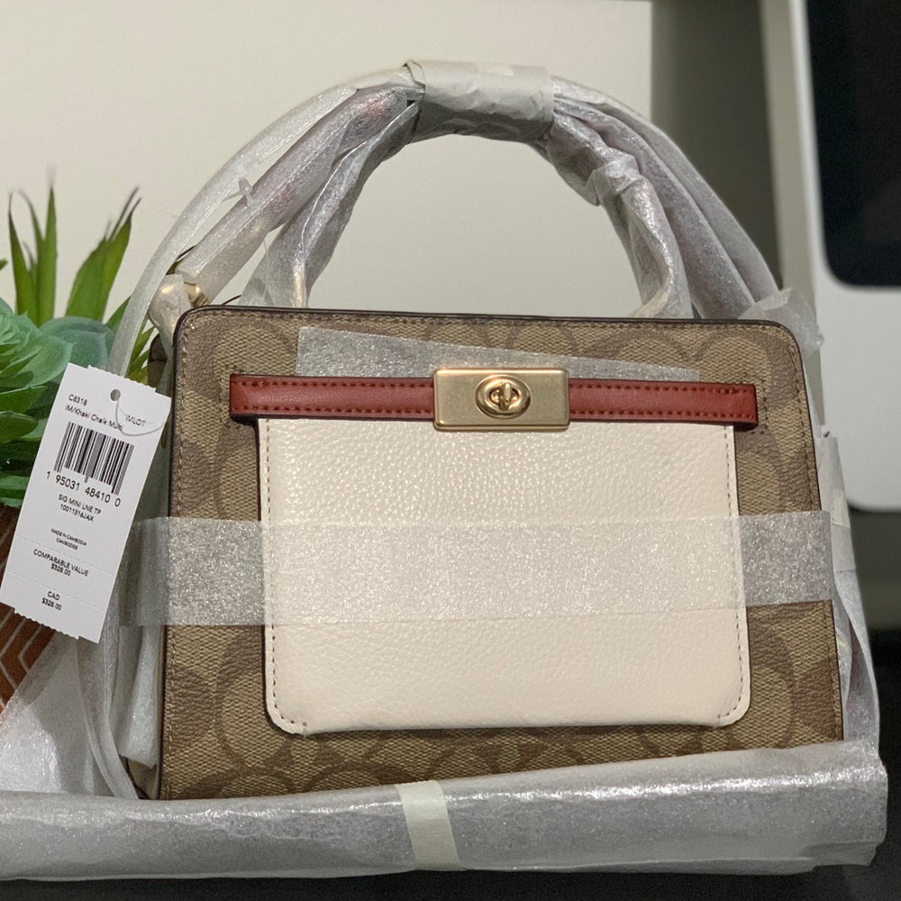 COACH MINI LANE TOP HANDLE in COLORBLOCK SIGNATURE CANVAS